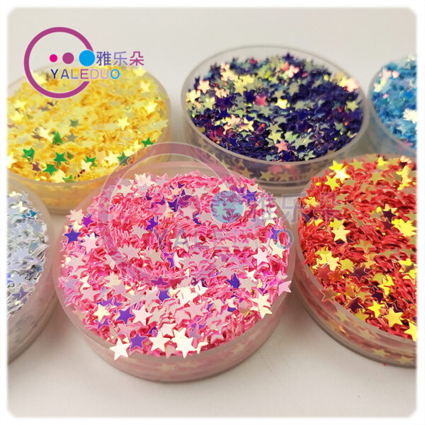 Wholesale 4mm five-pointed star pvc sequins nail art diy jewelry material stage festival quicksand mobile phone shell slime accessories