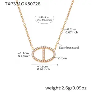TXP331-Gold New Zircon Necklace 41 5cm