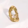 Wholesale 18K Gold Plated 304 Stainless Steel Vacuum Electroplating (In-Furnace) Open Ring Irregular Wide Version Titanium Steel Jewelry Non-Fading Simple Style For Women