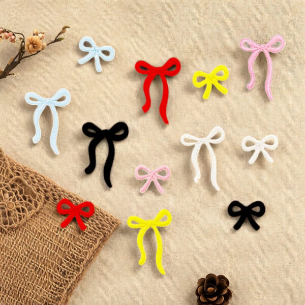 Wholesale Zhinuo computer embroidered logo bow self-adhesive clothing patch clothing diy embroidered paste selection embroidered cloth paste