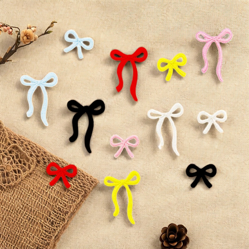 Wholesale Zhinuo computer embroidered logo bow self-adhesive clothing patch clothing diy embroidered paste selection embroidered cloth paste