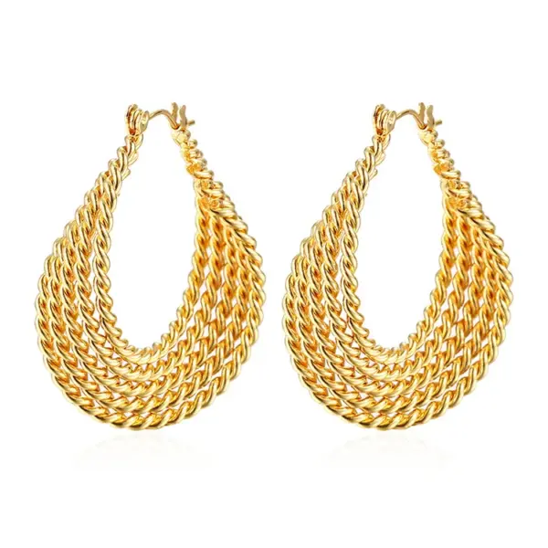 Wholesale 201 Stainless Steel Geometric Electroplated 18K Real Gold Plated Retro Waterproof Non Tarnish Plating Earrings