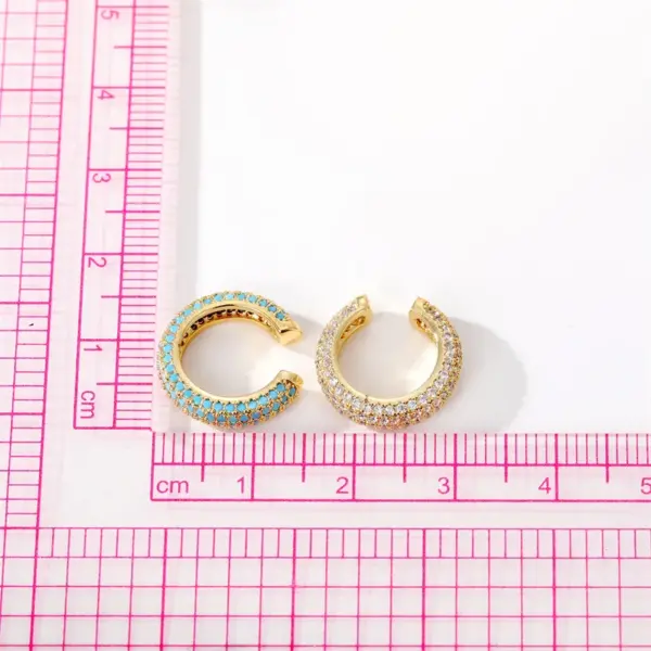 Wholesale 1 Piece Simple Style C Shape Plating Inlay Copper Zircon Gold Plated Ear Clips
