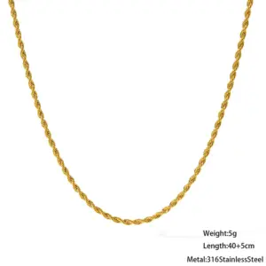 Gold / 2mm Twist Necklace