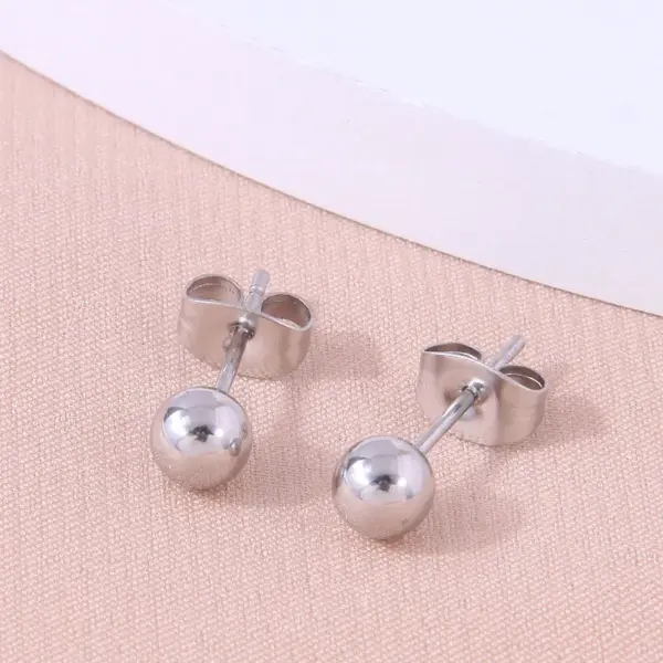 304 Stainless Steel Ball Electroplated Golden Plated Gun Black Plated Fashion Plating Ear Studs