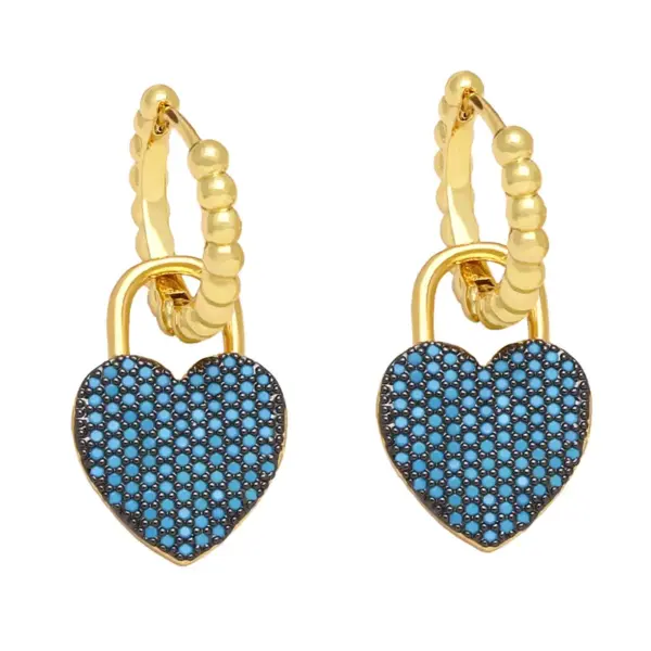Wholesale Fashion Simple Style Heart Shape Copper Plating Inlay Zircon Drop Earrings 1 Pair