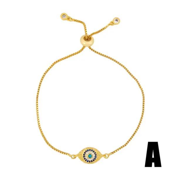 Wholesale Fashion Devil's Eye Copper 18k Gold Plated Zircon Bracelets In Bulk
