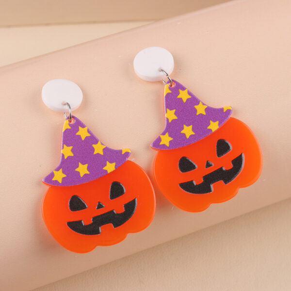 Wholesale European and American Halloween Earrings Pumpkin Ghost Diablo Skull Rack Acrylic Earrings Exaggerated Earrings Ear Accessories for Women