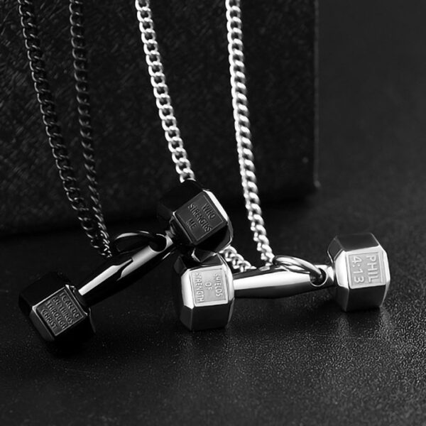 oly-cad14919a40af9eb2a77002814fc8b41 Wholesale Fashion Fitness Barbell Dumbbell Men's Necklace Domineering Trendy Men's Titanium Steel Clavicle Cole Pendant Pendant Women