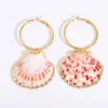 Wholesale Ion Plating (IP) 18K Gold Plated Conch Shell 304 Stainless Steel Natural Exaggerated Marine Style Beach Drop Earrings