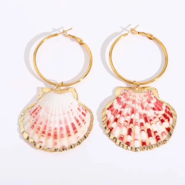 Wholesale Ion Plating (IP) 18K Gold Plated Conch Shell 304 Stainless Steel Natural Exaggerated Marine Style Beach Drop Earrings