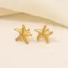 Ion Plating (IP) Real Gold Plated 18K Gold Scallop Starfish Butterfly 304 Stainless Steel Modern Style Classic Style Waterproof Non Tarnish Ear Studs