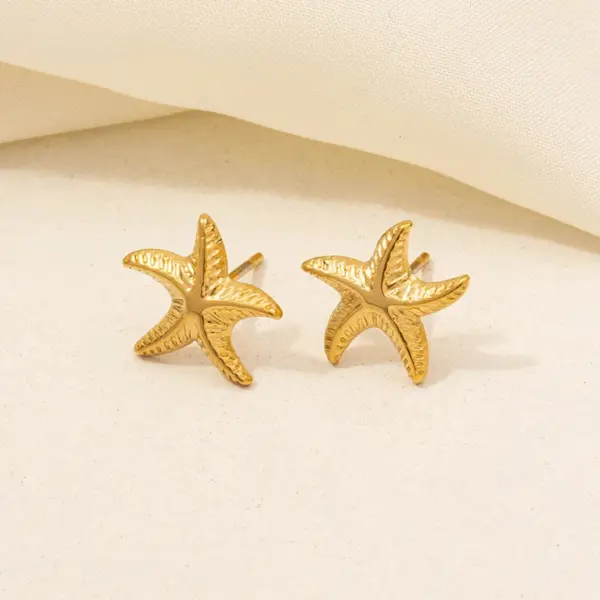 Ion Plating (IP) Real Gold Plated 18K Gold Scallop Starfish Butterfly 304 Stainless Steel Modern Style Classic Style Waterproof Non Tarnish Ear Studs