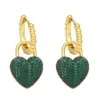 Wholesale Fashion Simple Style Heart Shape Copper Plating Inlay Zircon Drop Earrings 1 Pair