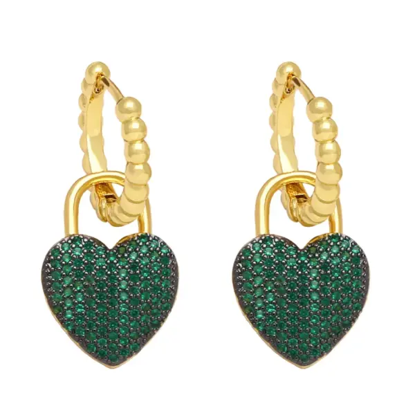 Wholesale Fashion Simple Style Heart Shape Copper Plating Inlay Zircon Drop Earrings 1 Pair