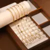 Wholesale IG Style Geometric 304 Stainless Steel Artificial Pearls Cable Chain Bracelets In Bulk