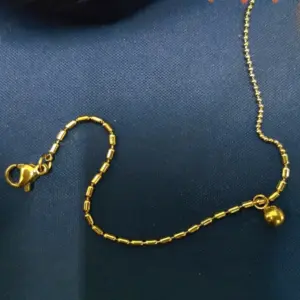QYB 5054m Pearl Wave Pearl Gold Ball Anklet / Gold