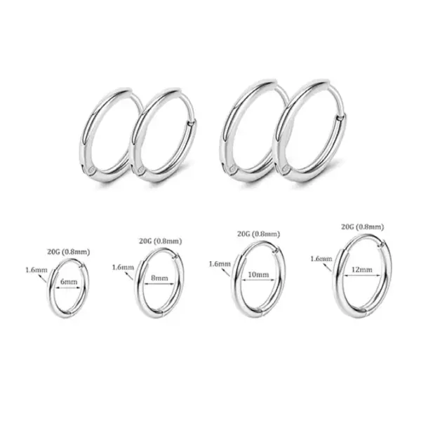 Wholesale Titanium Steel Hoops Earrings 1.6 Gauge Round Wire Ear Rings Style Piercing Jewelry Hoop Earrings