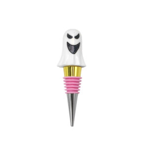 Ghost-style two-tone electroplated pink leather wine stopper