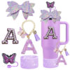 Wholesale Stanley Cup Accessories Dovetail Bow Decoration Color Sequins Resin Pendant Flower Straw Cap Letter Cup Sticker