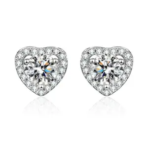 Ed004 Heart Bag 1 Karat Ear Studs