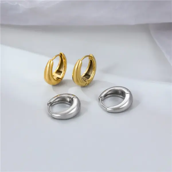 Wholesale PVD Coated 18K Gold Platinum Real Gold Plated Geometric 304 Stainless Steel Vintage Style Simple Style Waterproof Non Tarnish Earrings