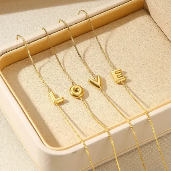 Wholesale Trendy Adjustable Letter Bracelet Elegant Fashion Jewelry Gift For Women Chain Style Compact Size Stainless Steel