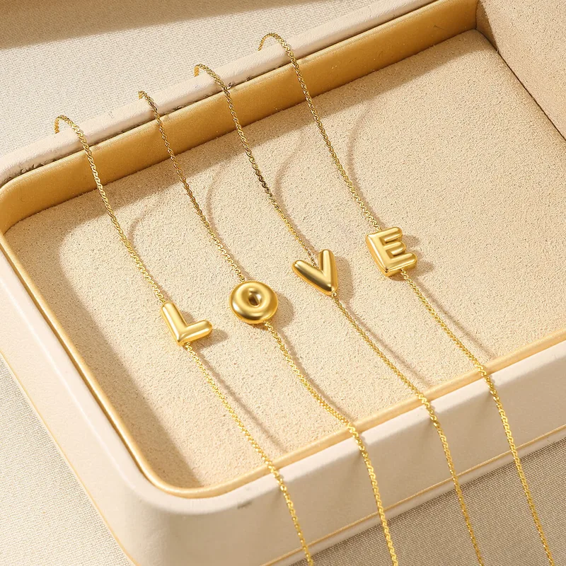 Wholesale Trendy Adjustable Letter Bracelet Elegant Fashion Jewelry Gift For Women Chain Style Compact Size Stainless Steel
