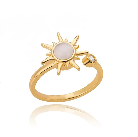 304 Stainless Steel Copper Geometric PVD Coated Real Gold Plated IG Style Retro Waterproof Non Tarnish Plating Open Rings