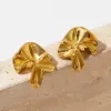 304 Stainless Steel Geometric PVD Coated Stone-Free Real Gold Plated 16K Gold White Gold Plated Gold Plating Elegant Waterproof Non Tarnish Irregular Plating Ear Studs