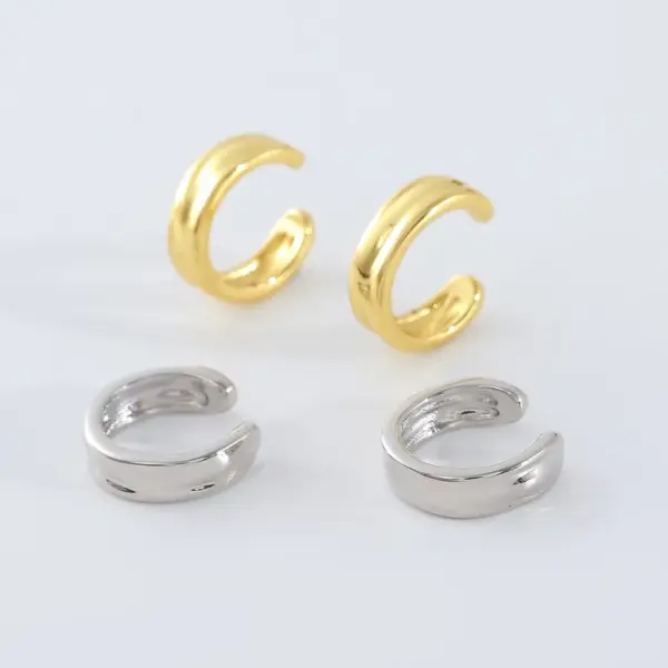 Wholesale 1 Pair Simple Style Solid Color Cool Style C Shape Copper 18K Gold Plated Gold Plated Ear Cuffs