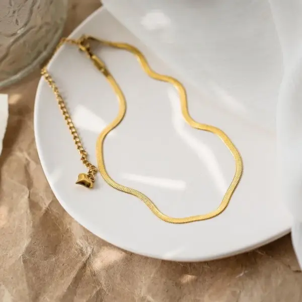 Wholesale PVD Coated Real Gold Plated 18K Gold Solid Color 304 Stainless Steel IG Style Waterproof Non Tarnish 304 Stainless Steel Choker