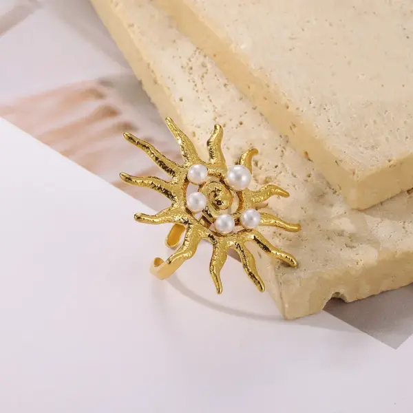 Wholesale PVD Coated Real Gold Plated Geometric 304 Stainless Steel Vintage Style Classic Style Waterproof Non Tarnish Open Rings