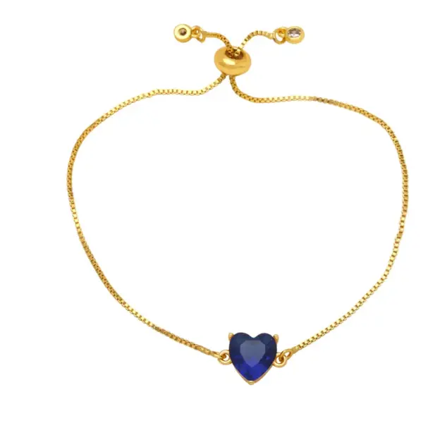 Wholesale Fashion Heart Shape Copper Bracelets Gold Plated Zircon Copper Bracelets