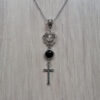 Wholesale Foreign trade new cross necklace pendant, agate, black, stone, heart-shaped, factory direct sales