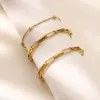 304 Stainless Steel Geometric PVD Coated Stone-Free 18K Real Gold Plated Bracelets