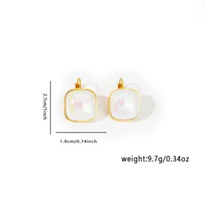 Titanium Steel Square Pearl Earrings