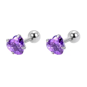 3mm Heart-Shaped Purple Zirconium (a Pair)