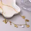 Wholesale PVD Coated 18K Gold Plated Hippocampus Shell 201 Stainless Steel 304 Stainless Steel Casual Vacation Waterproof Non Tarnish 201 Stainless Steel Pendant Necklace