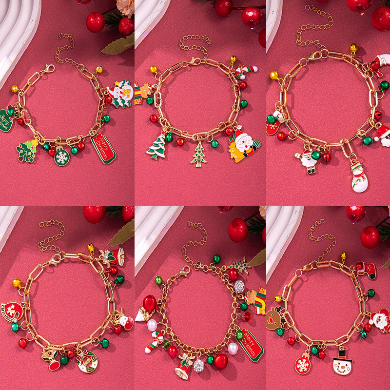 Wholesale Christmas Bracelet Bell Pearl Bracelet Snowflake Elk Pendant Bracelet Christmas Bracelet