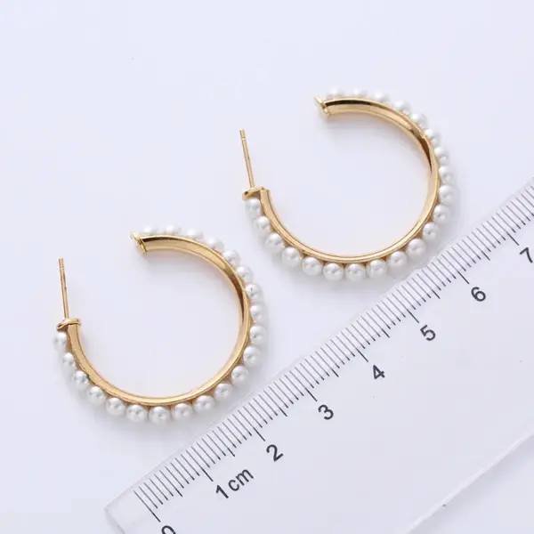 Wholesale PVD Coated 18K Gold Plated Round 304 Stainless Steel Fashion Waterproof Non Tarnish Earrings