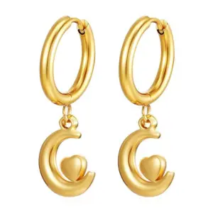 2.5*12 Welding Ring Moon Heart Gold Ear Clip