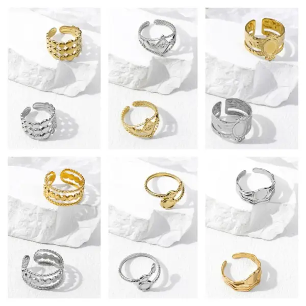Wholesale 304 Stainless Steel 18K Gold Plated Casual Simple Style Geometric Open Rings