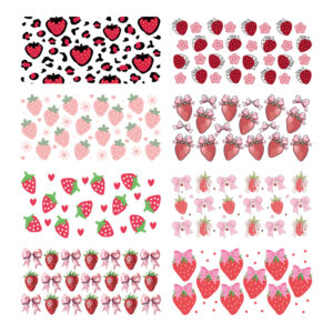 Wholesale Pink Strawberry Bow 16oz Cup UV DTF Wrap