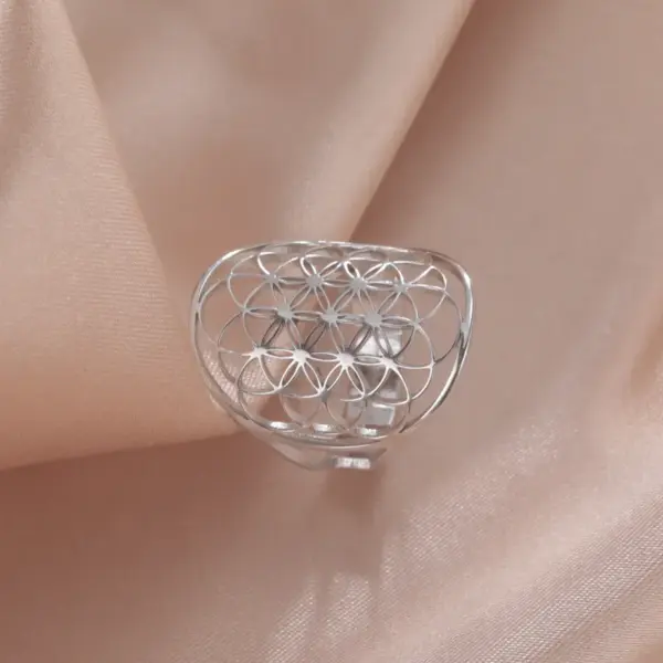 Casual Simple Style Flower Stainless Steel Plating Hollow Out Open Ring
