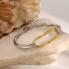 Wholesale PVD Coated Real Gold Plated Color Block 304 Stainless Steel Simple Style Classic Style Waterproof Non Tarnish 304 Stainless Steel Bracelets