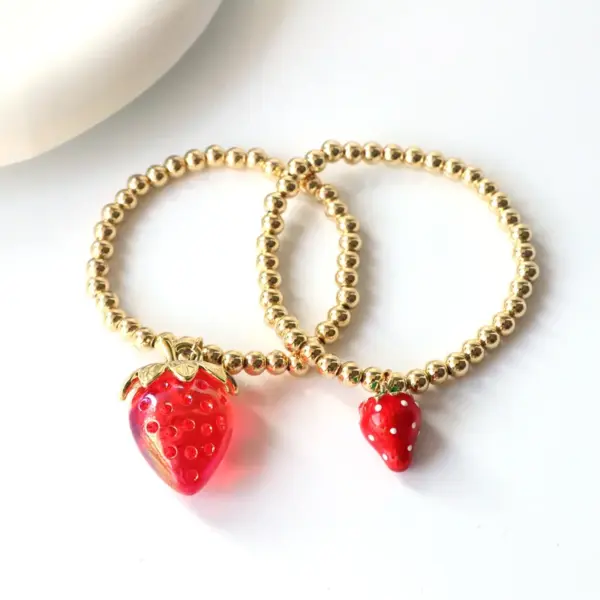Wholesale Jewelry Cute Sweet Cherry Strawberry Copper Beaded Bracelets