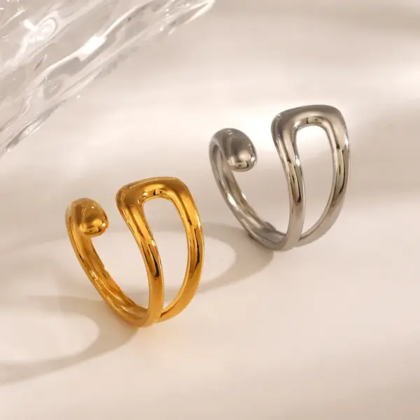 Ion Plating (IP) 18K Gold Plated Solid Color 304 Stainless Steel Simple Style Classic Style Waterproof Non Tarnish Open Rings