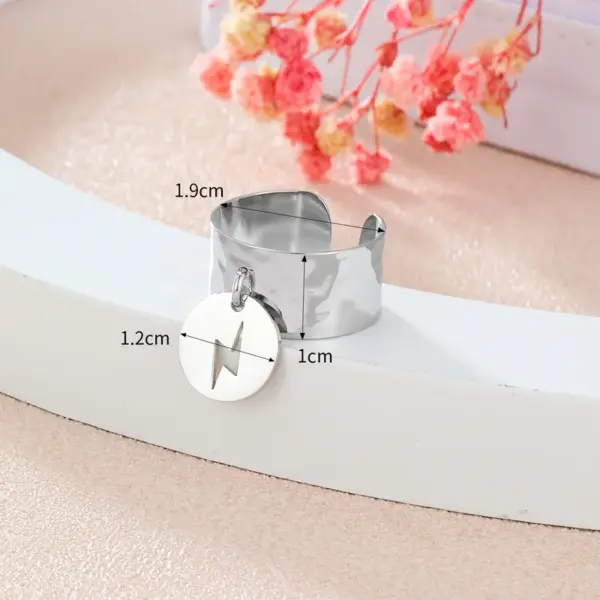 Wholesale 304 Stainless Steel Lightning PVD Coated 14K Gold Plated 18K Gold Plated Simple Style Classic Style Waterproof Non Tarnish Gold Silver Charm Rings