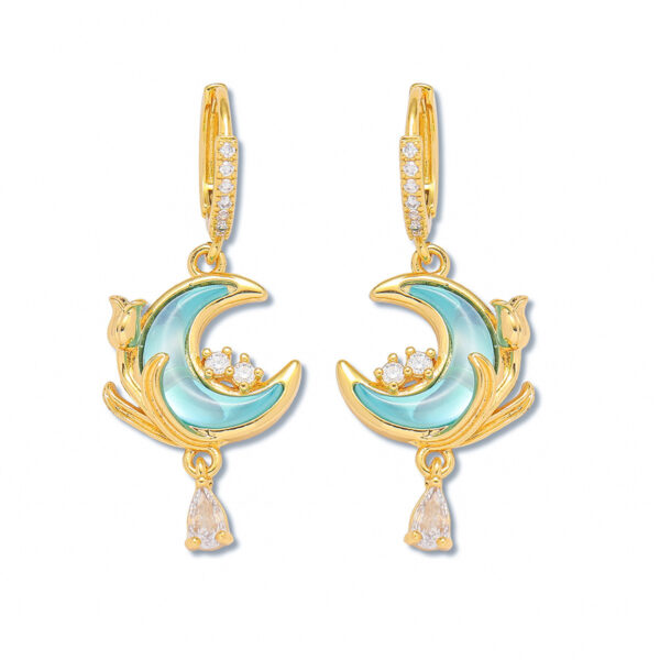 Wholesale Women's Necklace European and American Internet Red Moon Zircon Niche New Style Design Star Moon Earrings Temperament suit Titanium Steel Necklace